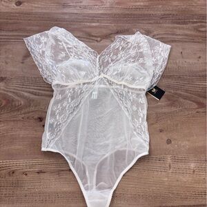 Elegant bridal White Lace Bodysuit